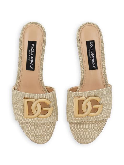 Dolce & Gabbana DG Logo Raffia Sandals .